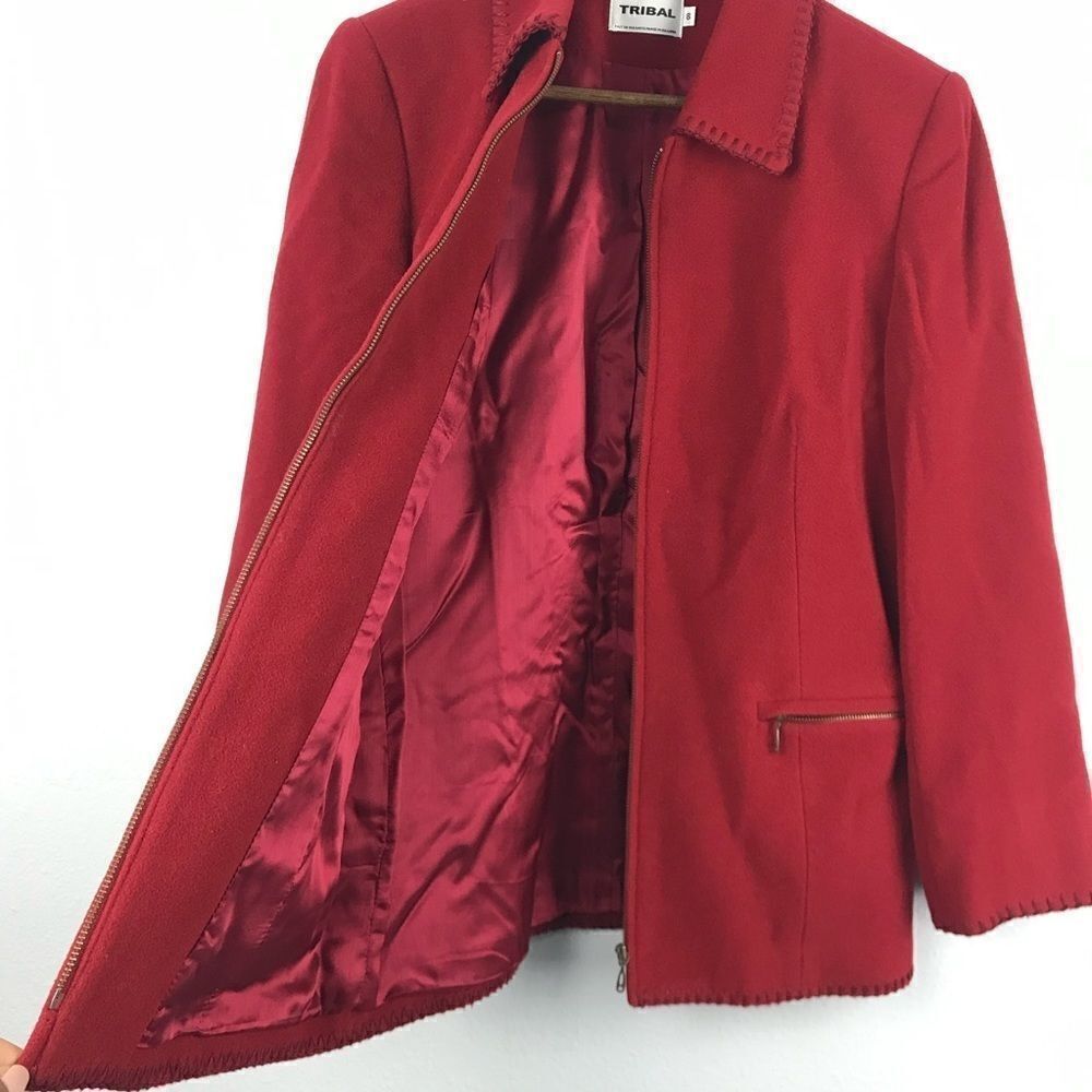 Tribal Women’s Wool Blend Red Coat Size 8 - Picture 5 of 14